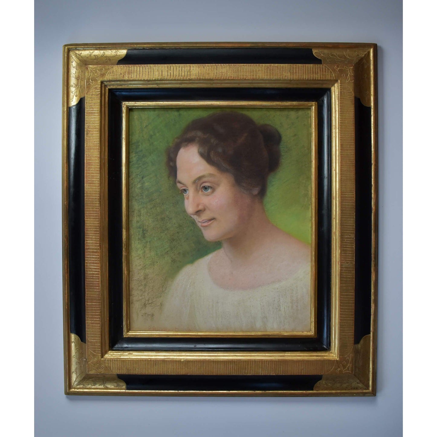 Antique portrait painting woman pastel original 1919 by Paul Beckert for sale at Winckelmann Gallery