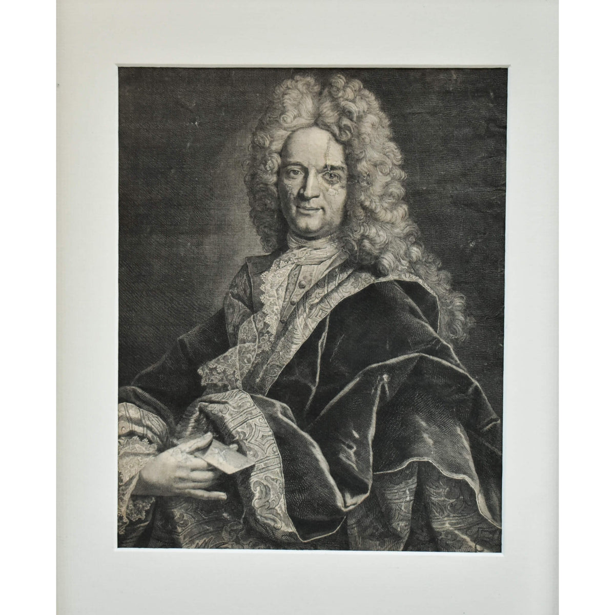 Original antique engraving portrait of a gentleman after Nicolas de Largilliere, circa 1700, for sale at Winckelmann Gallery