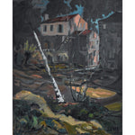 Vintage landscape oil painting village view circa 1945 by Stephane Cara for sale at Winckelmann Gallery