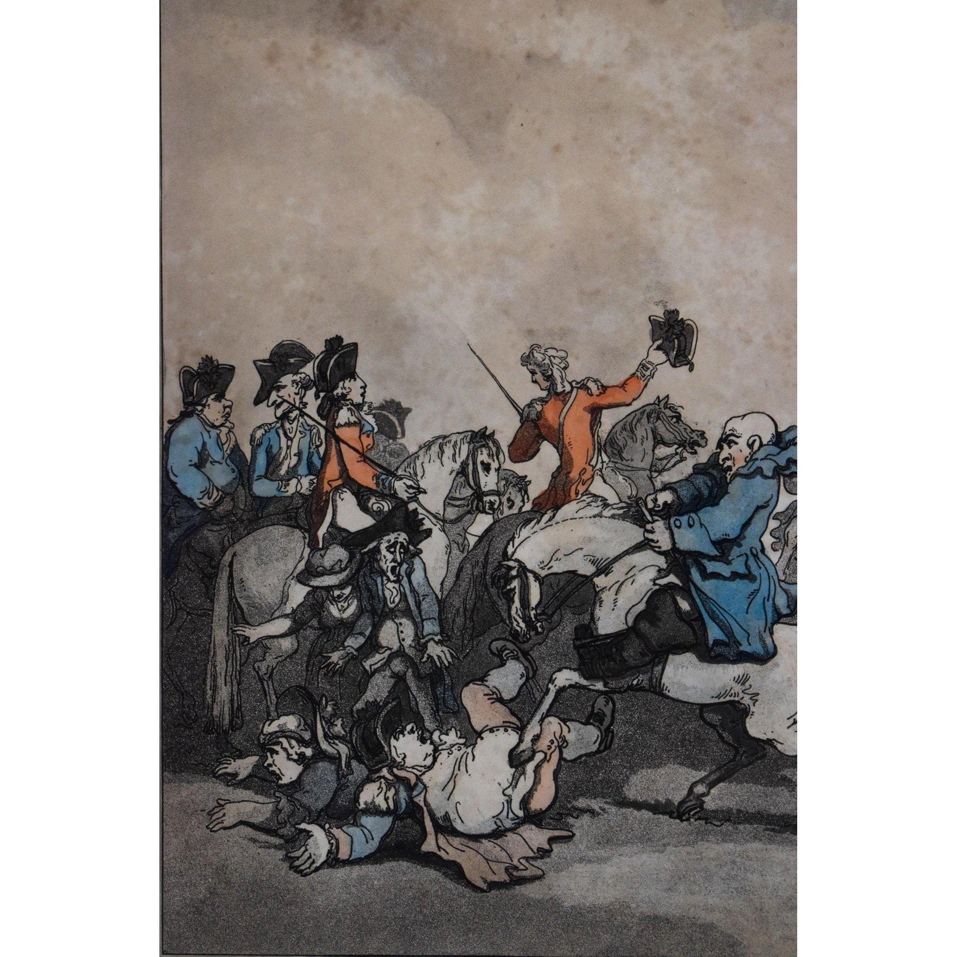 Antique etching aquatint entitled A Field Day at Hyde Park original 1794 by Thomas Rowlandson for sale at Winckelmann Gallery