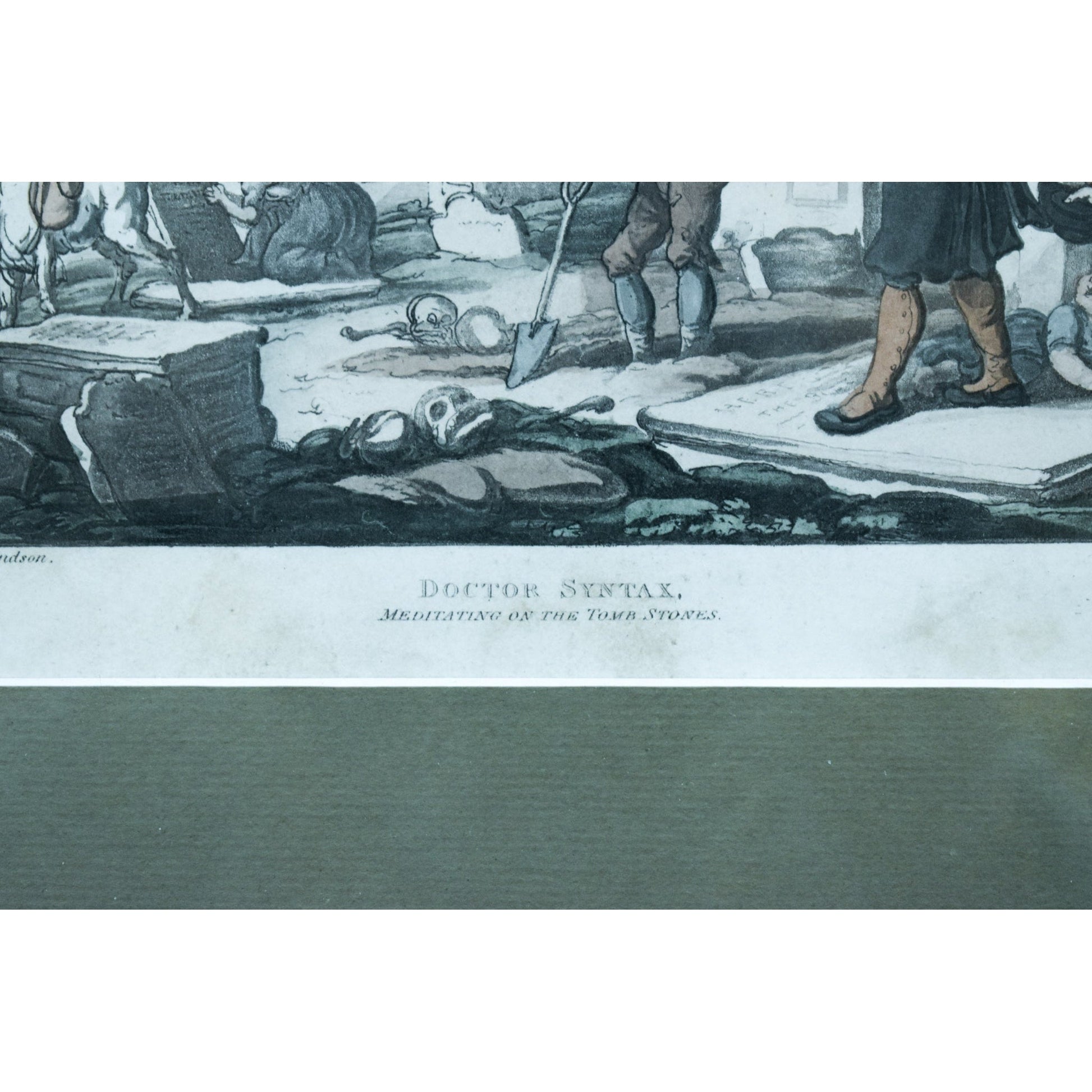 Thomas Rowlandson etching entitled Doctor Syntax Meditating on the Tomb Stones original 1813 for sale at Winckelmann Gallery