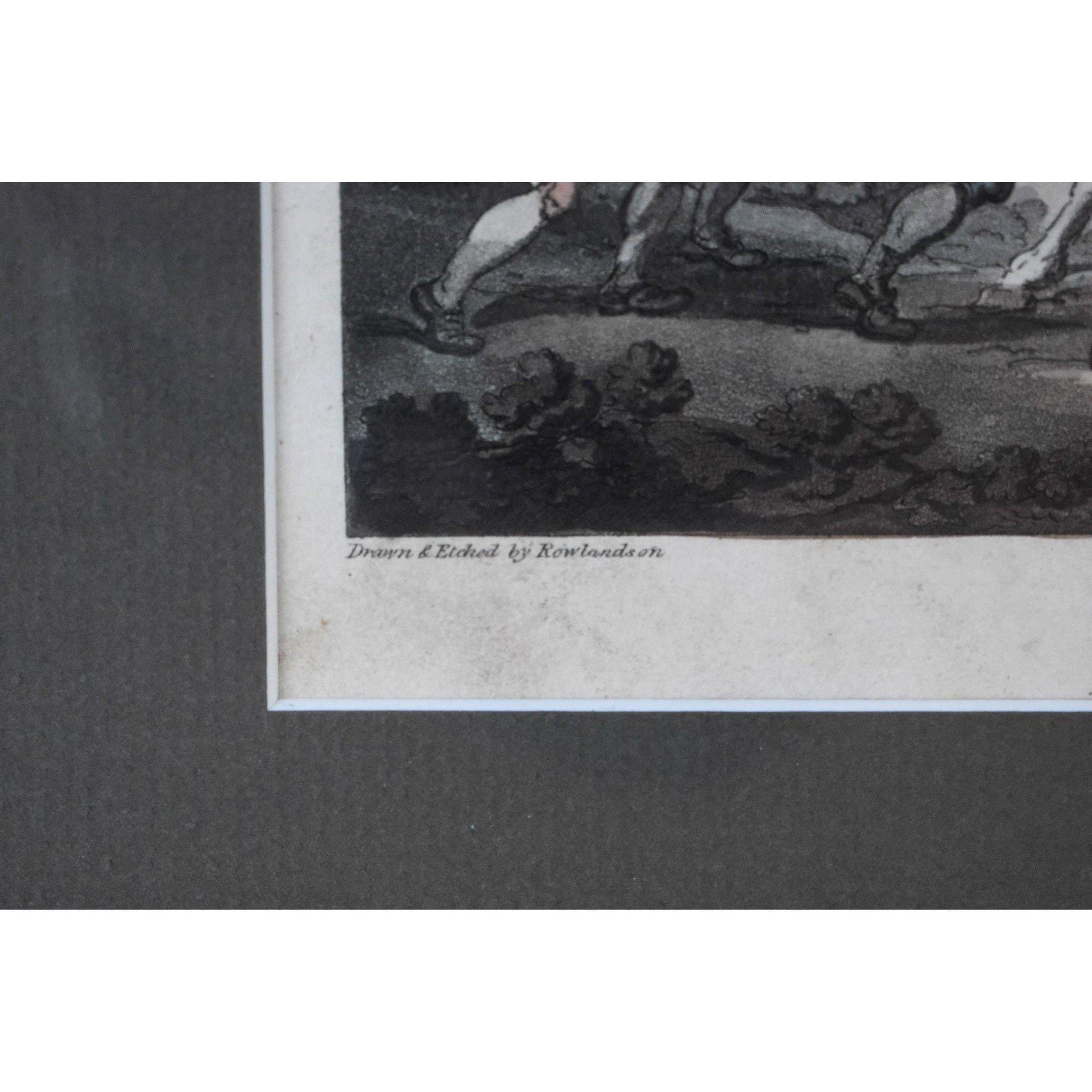 Thomas Rowlandson etching entitled Doctor Sintax Highwaymen Incident original 1813 two prints for sale at Winckelmann Gallery