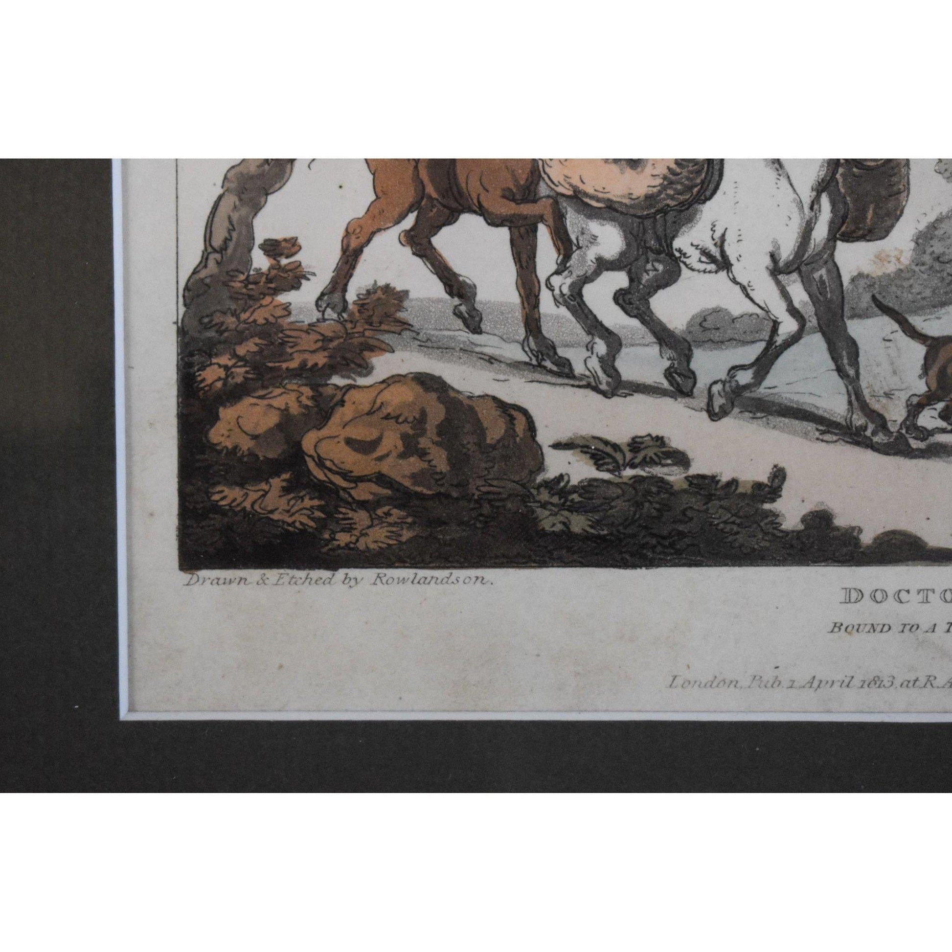 Thomas Rowlandson etching entitled Doctor Sintax Highwaymen Incident original 1813 two prints for sale at Winckelmann Gallery