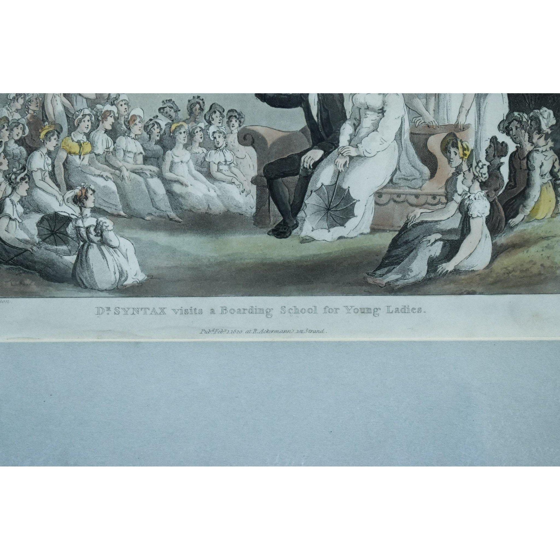 Thomas Rowlandson print etching entitled Doctor Syntax Boarding School original 1820 for sale at Winckelmann Gallery