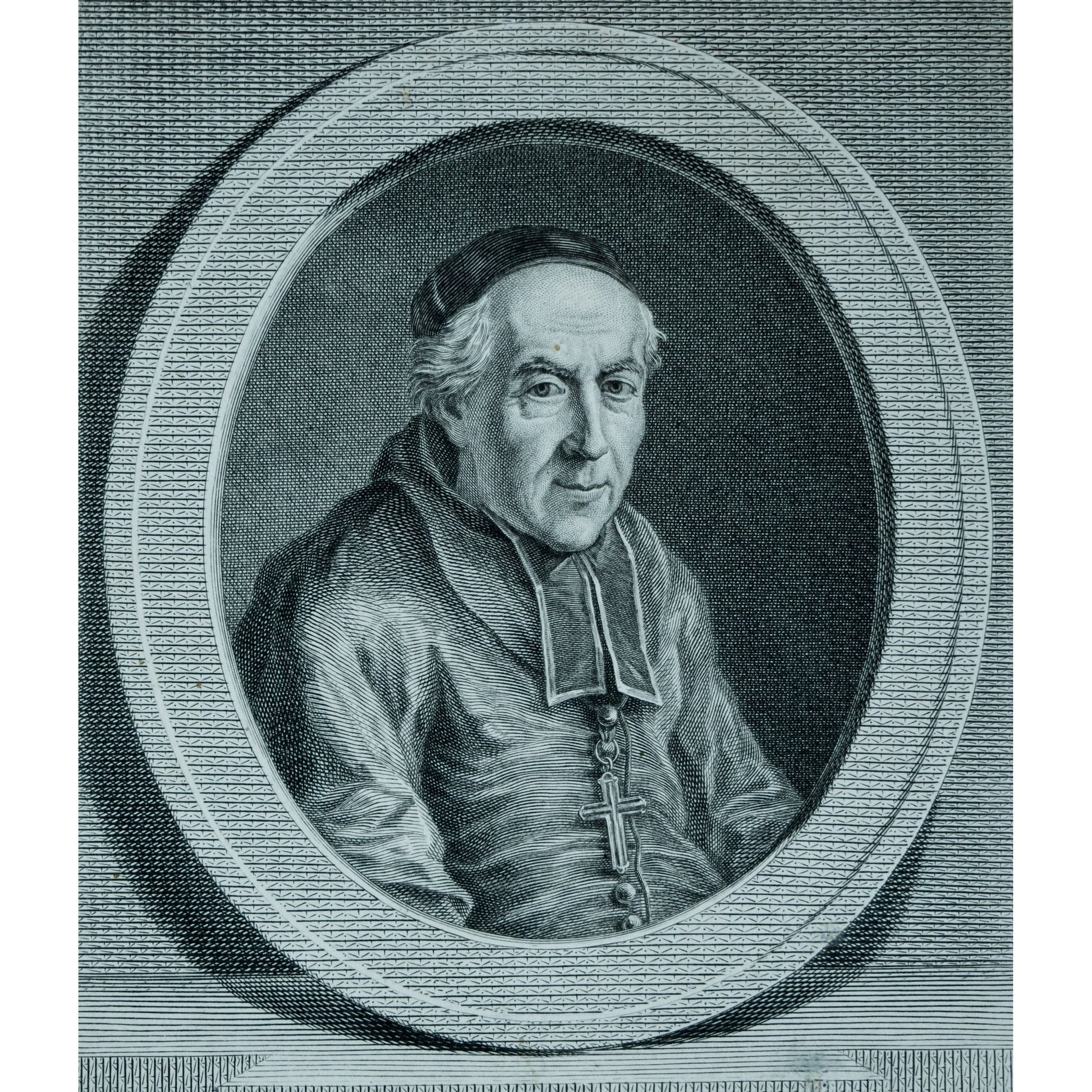 Antique portrait engraving bishop Orleans de la Motte circa 1780 by Vincenzo Vangelisti for sale at Winckelmann Gallery